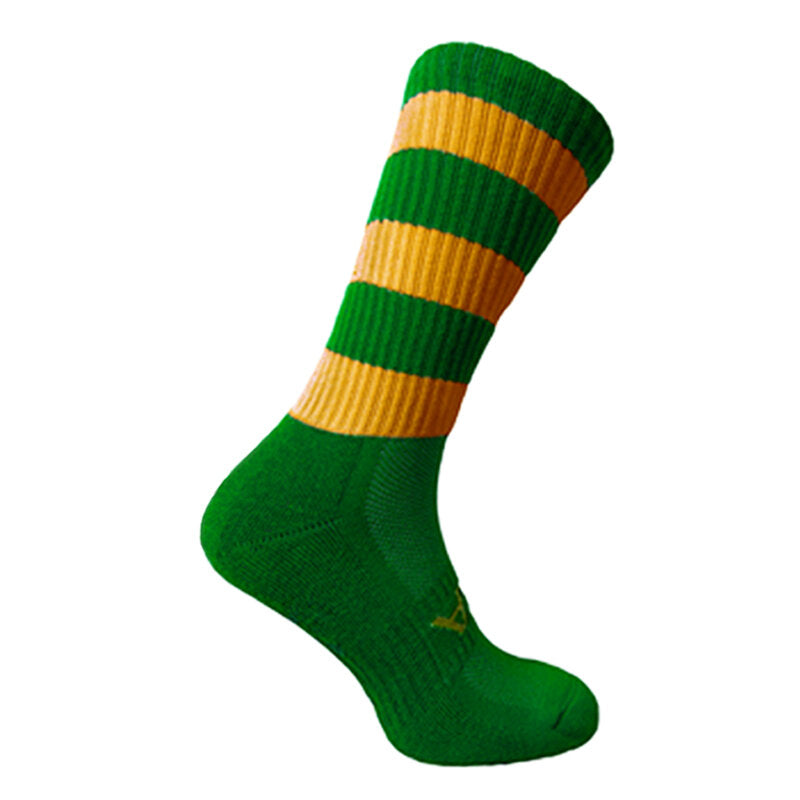 ATAK Green with Gold Hoops Mid Leg Socks