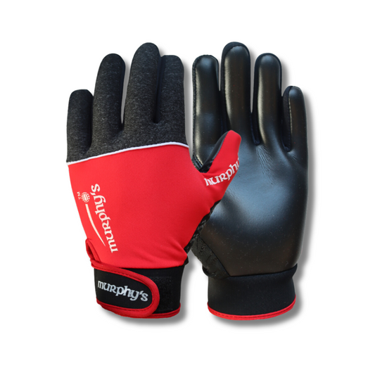 Murphy's Gaelic Gloves - V2 - Grey/Red - ADULTS